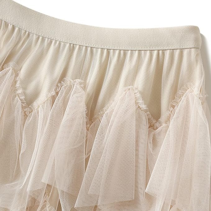 Dirholl Women's A-Line Fairy Elastic Waist Tulle Midi Skirt
