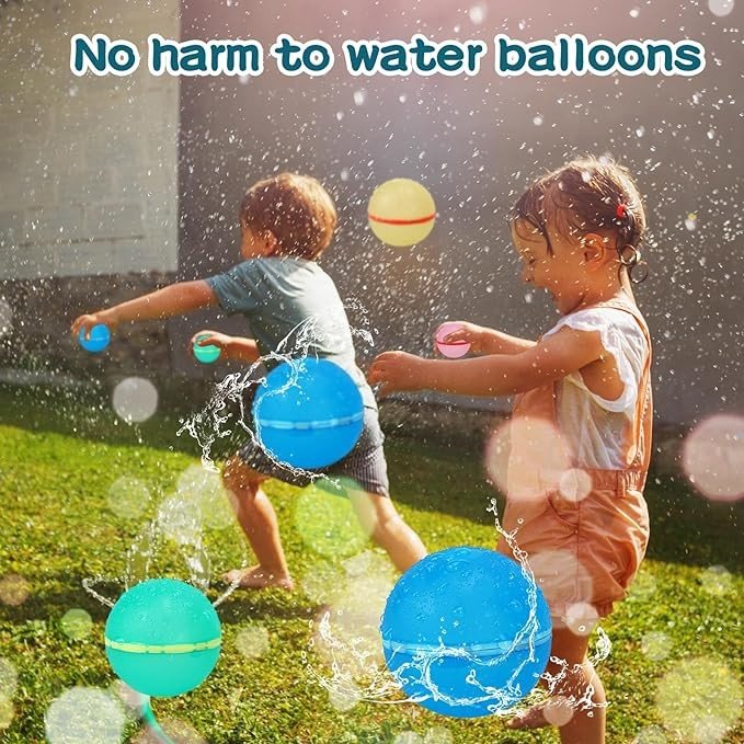 �8 Pcs】Reusable Water Balloons, Pool Toys Water Ball Summer Toy for Boys Girls, Easy Quick Fill and Self-Sealing Water Balloon, Magnetic Soft Silicone Water Splash Ball for Summer Party