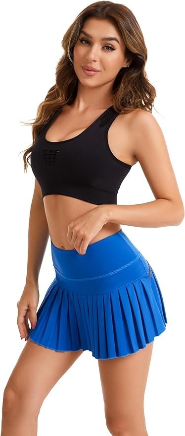 Yknktstc Women Tennis Skirt with Pocket Pleated Golf Skirt Workout Running Athletic Skort