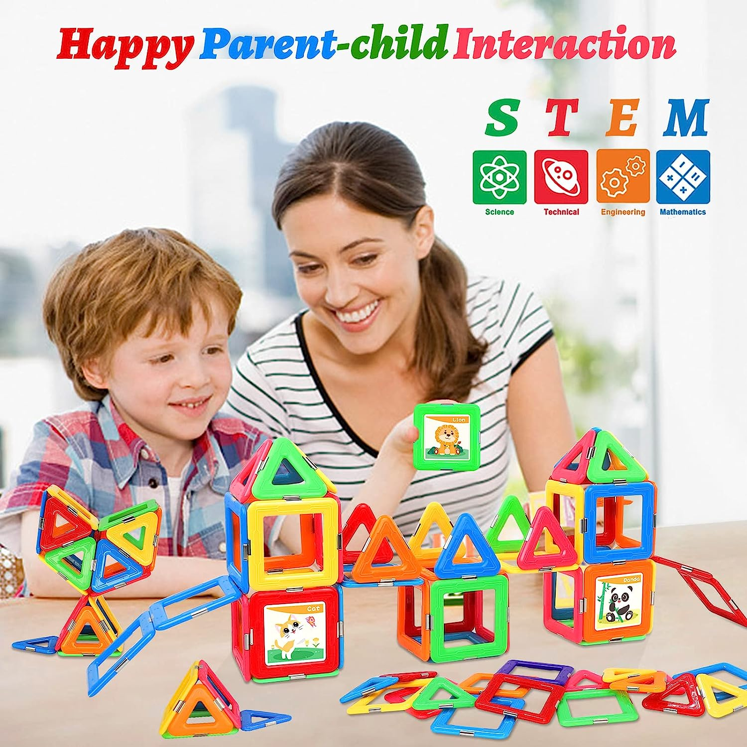 Upgraded Magnetic Tiles for Kids Ages 3-5 4-8 STEM Educational Gifts Toys for 3+