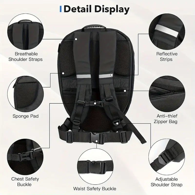 Fashion LED Waterproof Hard Shell Backpack For Motorcycle Bicycle Cycling, Portable Travel Camping Backpack, Gift For Men And Women