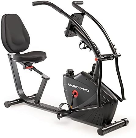 Marcy Dual Action Cross Training Recumbent Exercise Bike with Arm Exercisers, Gym Equipment for Work from Home Fitness, Black JX-7301
