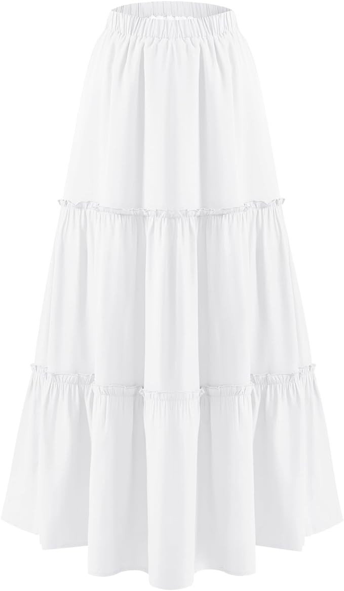 Women's Floral Embroidered Maxi Skirt-Over-Dyed Long Peasant Skirt, Ankle Length