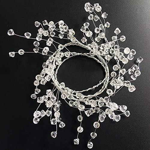 46" Clear Diamond Beaded Garlands Wire String Acrylic Crystal Garland Wedding Party Decoration Wreath DIY Wedding Centerpiece Decor Crystal Diamond Branch (Pack of 10)