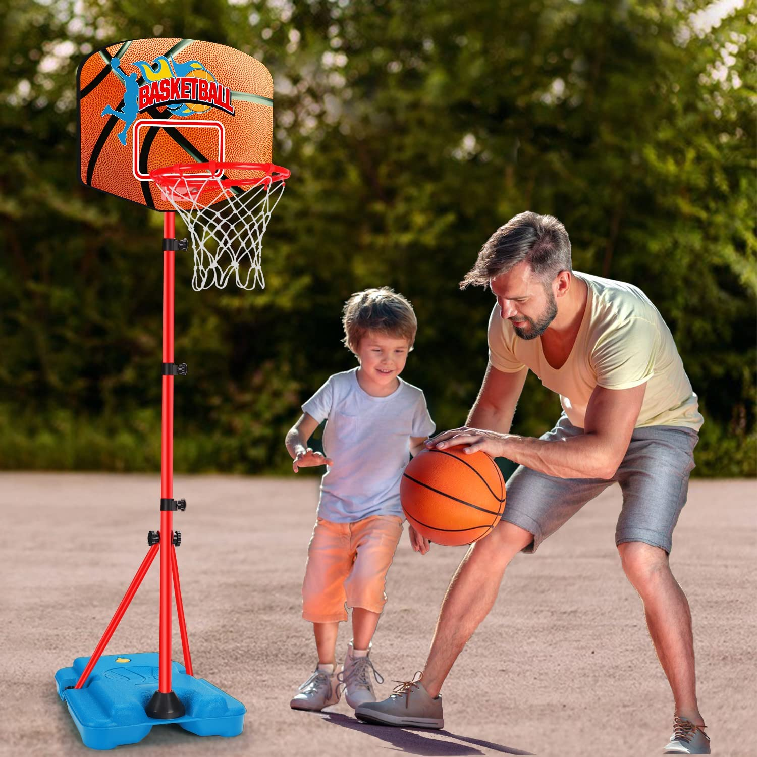 Toddler Basketball Hoop Stand Adjustable Height 2.5 Ft -6.2 Ft Mini Indoor Baske