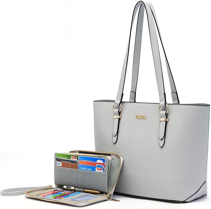 YZAOLL Purses for Women Faux Leather Medium Large Tote Satchel Shoulder Purse Handbag Wallet set