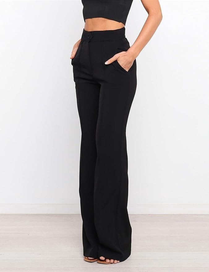 Kocowoo Women's High Waist Casual Dress Pants, Lightweight Wide Leg Long Trousers, Work Pants with Pockets for Women Office.