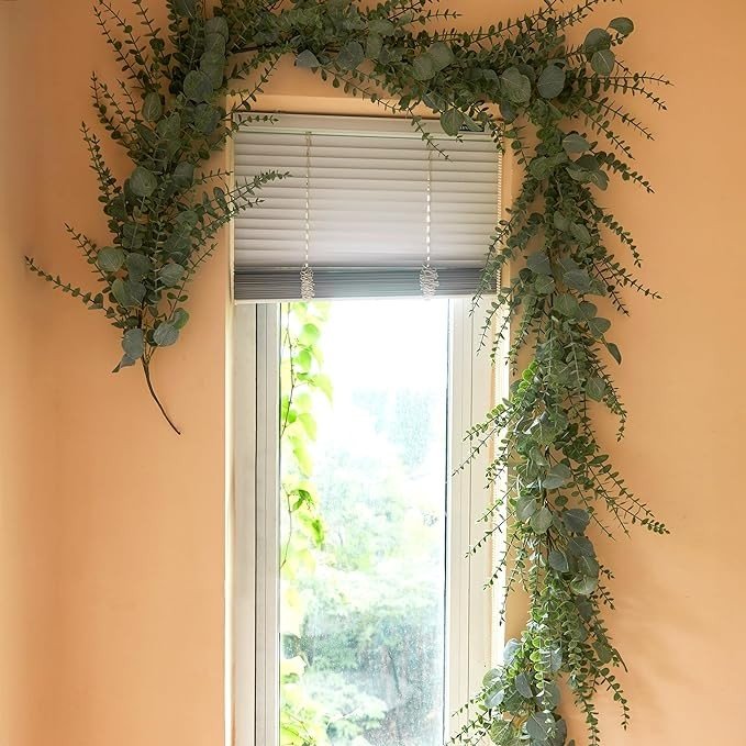 Clycaloor 9 FT Eucalyptus Greenery Garlands for Table, Artificial Long Greenery Garlands, Spring Green Eucalyptus Garland for Wedding, Mantle, Party, Home Decor