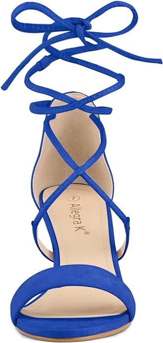 Allegra K Women's Kitten Heel Lace Up Open Toe Sandals