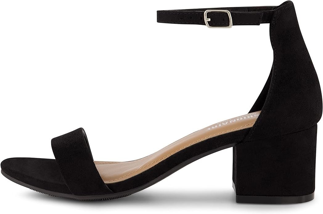 CUSHIONAIRE Women's Alba one band mid block heel sandal +Memory Foam, Wide Widths Available