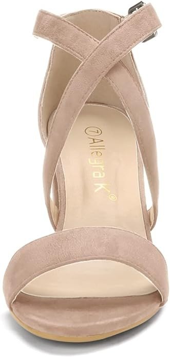 Allegra K Women's Crisscross Ankle Strap Block Heel Sandals