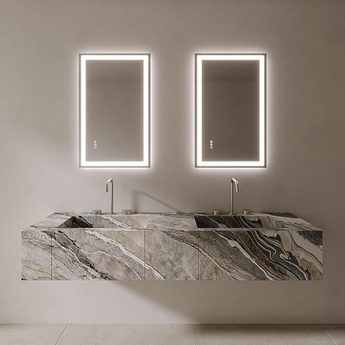 ELEMENTO 24� x 36� LED Bathroom Mirror | Modern Front and Backlit Rectangular Wall Mirror | 3 Light Color Options, Dimmer & Anti-Fog Features | LED Mirror for Bathroom Vanity