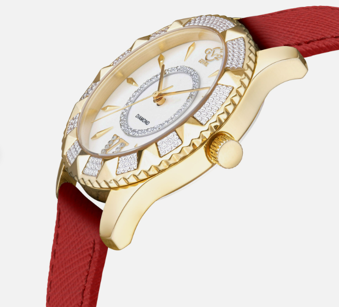 GV2 by Gevril Women 11714-425-V4 Venice Vegan MOP Dial Diamond Swiss QuartzWatch