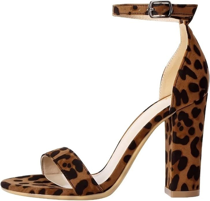 ZriEy Women's Heeled Sandals Chunky Block Strappy High Heels Ankle Strap Open Toe Sandals Party Wedding Fashion Shoes