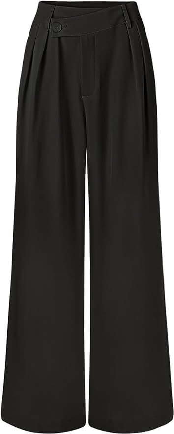 MEROKEETY Women's Wide Leg Pants High Waist Long Straight Work Business Casual Trousers with Pockets