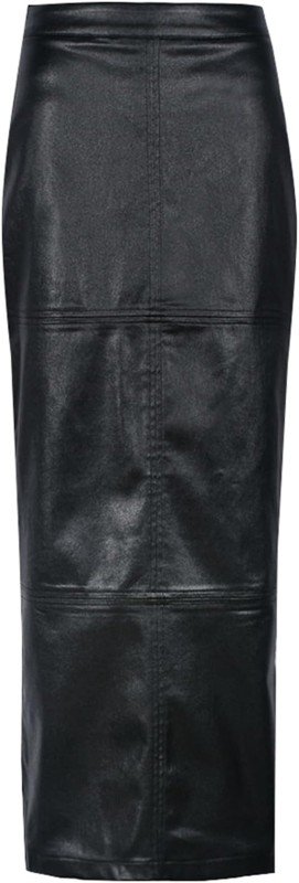 LEOROO Long Skirts for Women Trendy High Waisted A Line Business Casual Leather Maxi Skirt with Slit Dressy