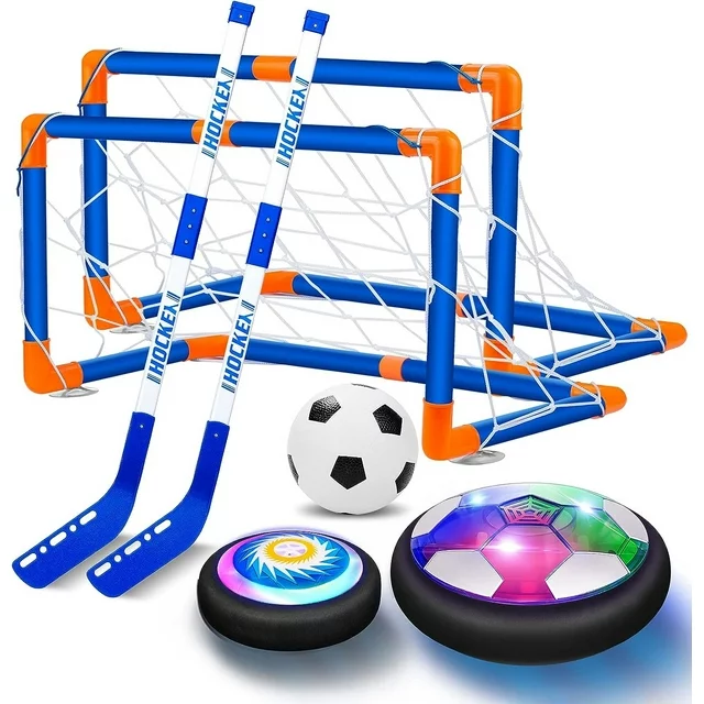 Kid Odyssey Hover Soccer Ball, 3-in-1 Hover Hockey Ball Kids Toys Set, Indoor and Outdoor Sports Games Toys for Kids Ages 3 4 5 6 7 8-12 - Rechargeable LED Soccer Games Toys for 3-12 Year Old Boys