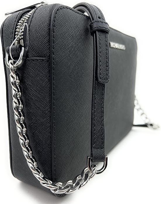 Michael Kors Women's Jet Set Item Crossbody Bag in Black with Silver hardware (Black/Silver)